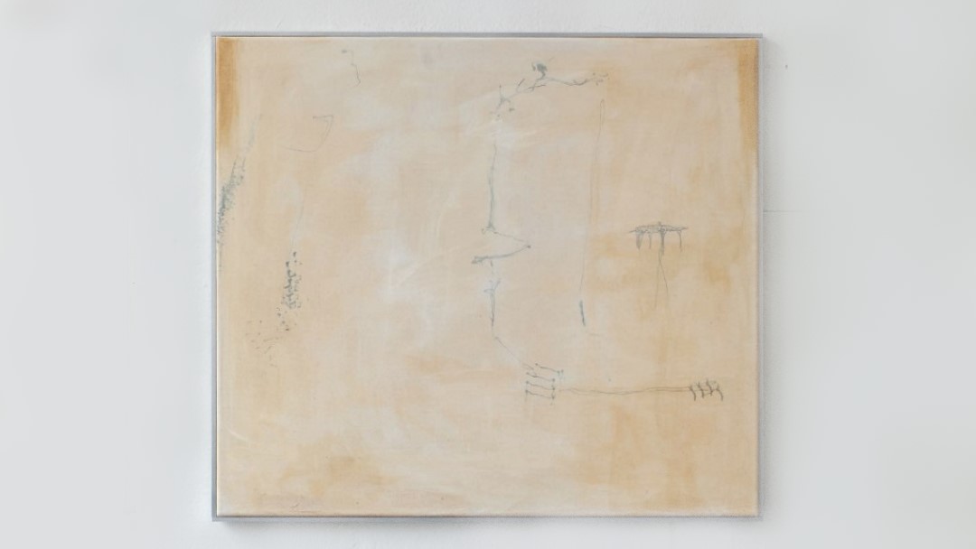 Philipp Naujoks, Battery Memories 2, 2026, 61 x 69 cm, Emulsion, Pigment, Schellack und 447nm auf Leinwand, Aluminiumleisten, courtesy Galerie Rupert Pfab